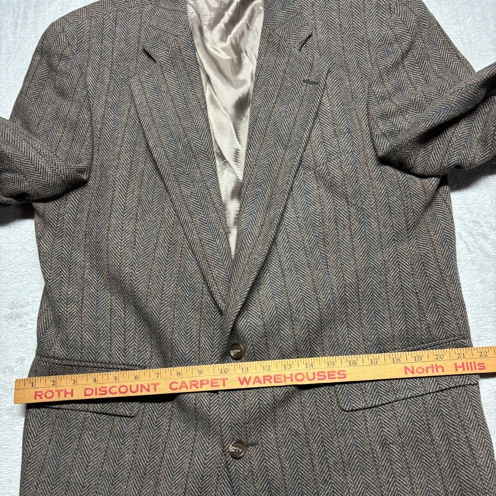 Vintage Chaps Ralph Lauren Blazer Mens 44T Wool Herringbone Stripe Sport Coat - Picture 10 of 12